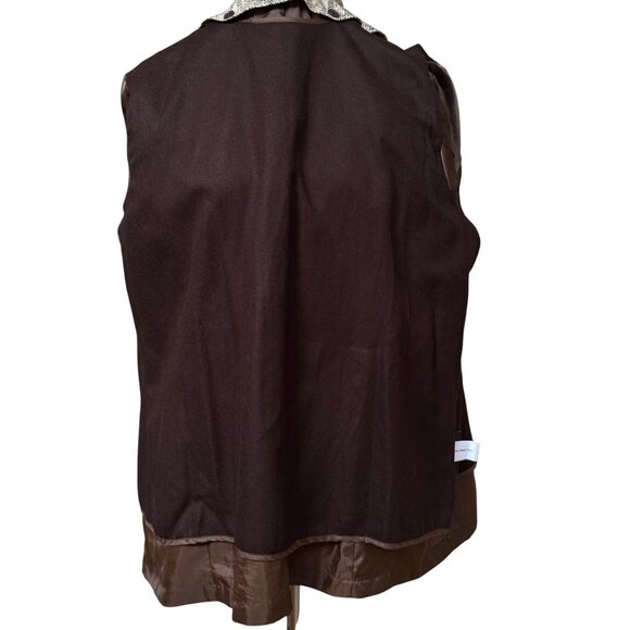 Gallery Womens Snakeskin Double Breasted Faux Leather Trench Belted Coat XL - Picture 11 of 15